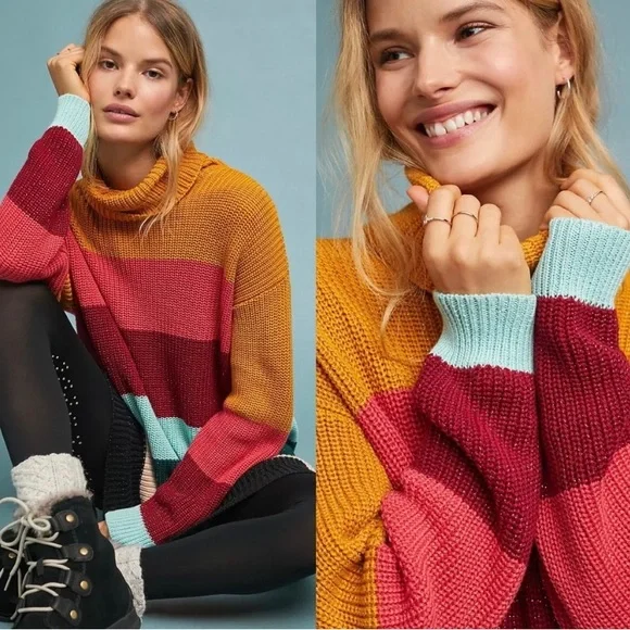 Farm Rio x Anthropologie Boldly Striped Sweater Pullover Dress - Picture 2 of 7